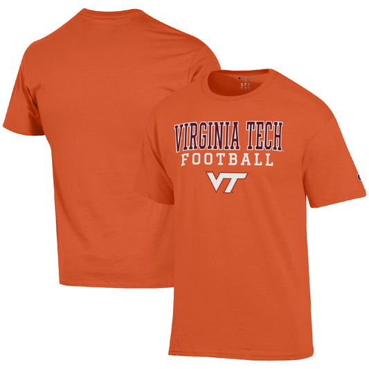 Men's Champion Orange Virginia Tech Hokies Football Stack  T-Shirt