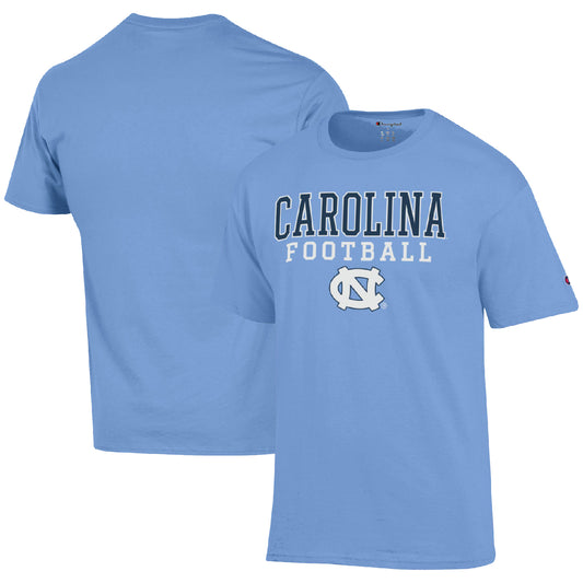 Men's Champion Carolina Blue North Carolina Tar Heels Football Stack  T-Shirt