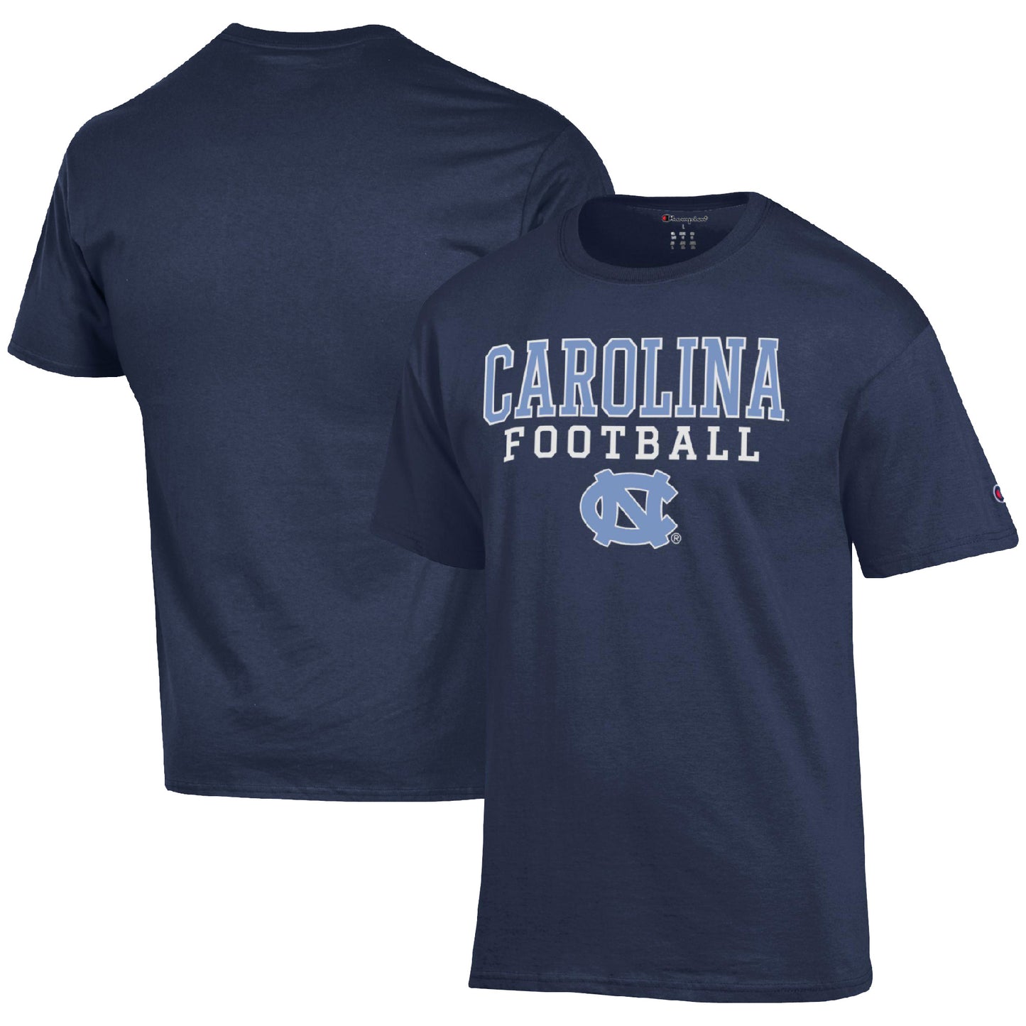 Men's Champion Navy North Carolina Tar Heels Football Stack  T-Shirt