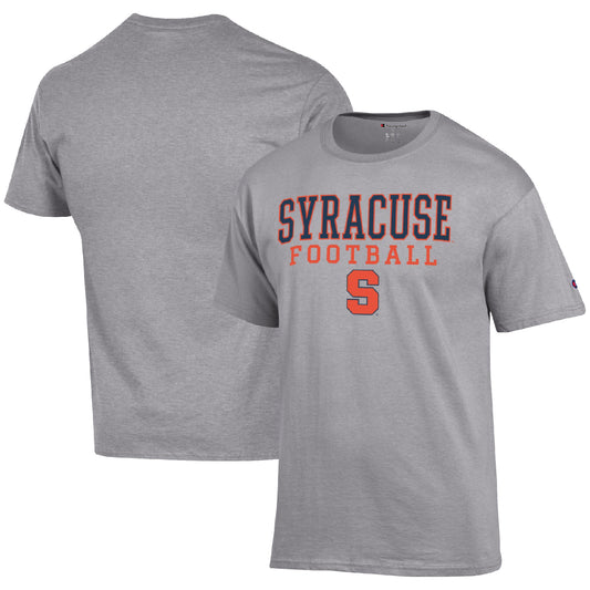 Men's Champion Heather Gray Syracuse Orange Football Stack  T-Shirt