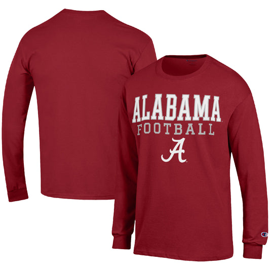 Men's Champion Crimson Alabama Crimson Tide Football Stack Long Sleeve T-Shirt