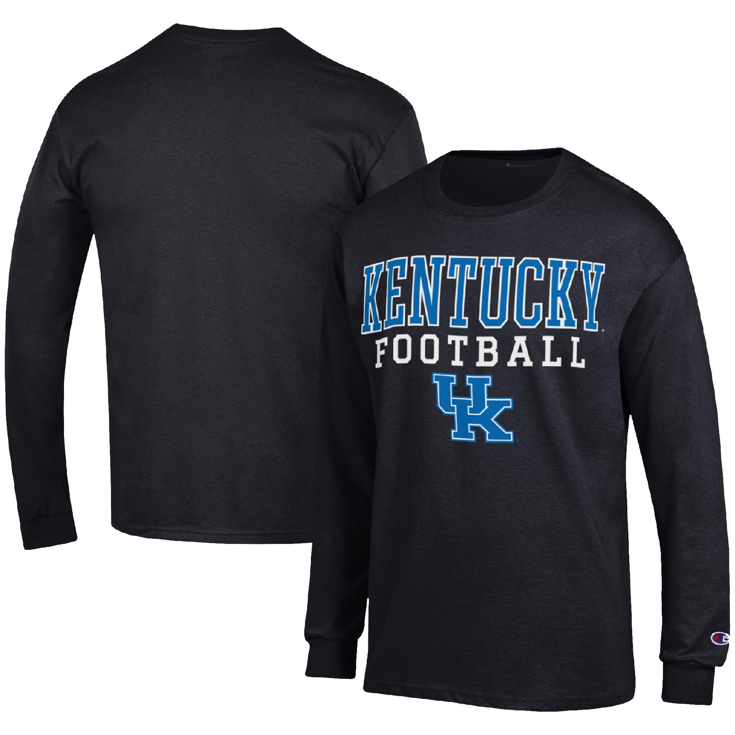 Men's Champion Black Kentucky Wildcats Football Stack Long Sleeve T-Shirt