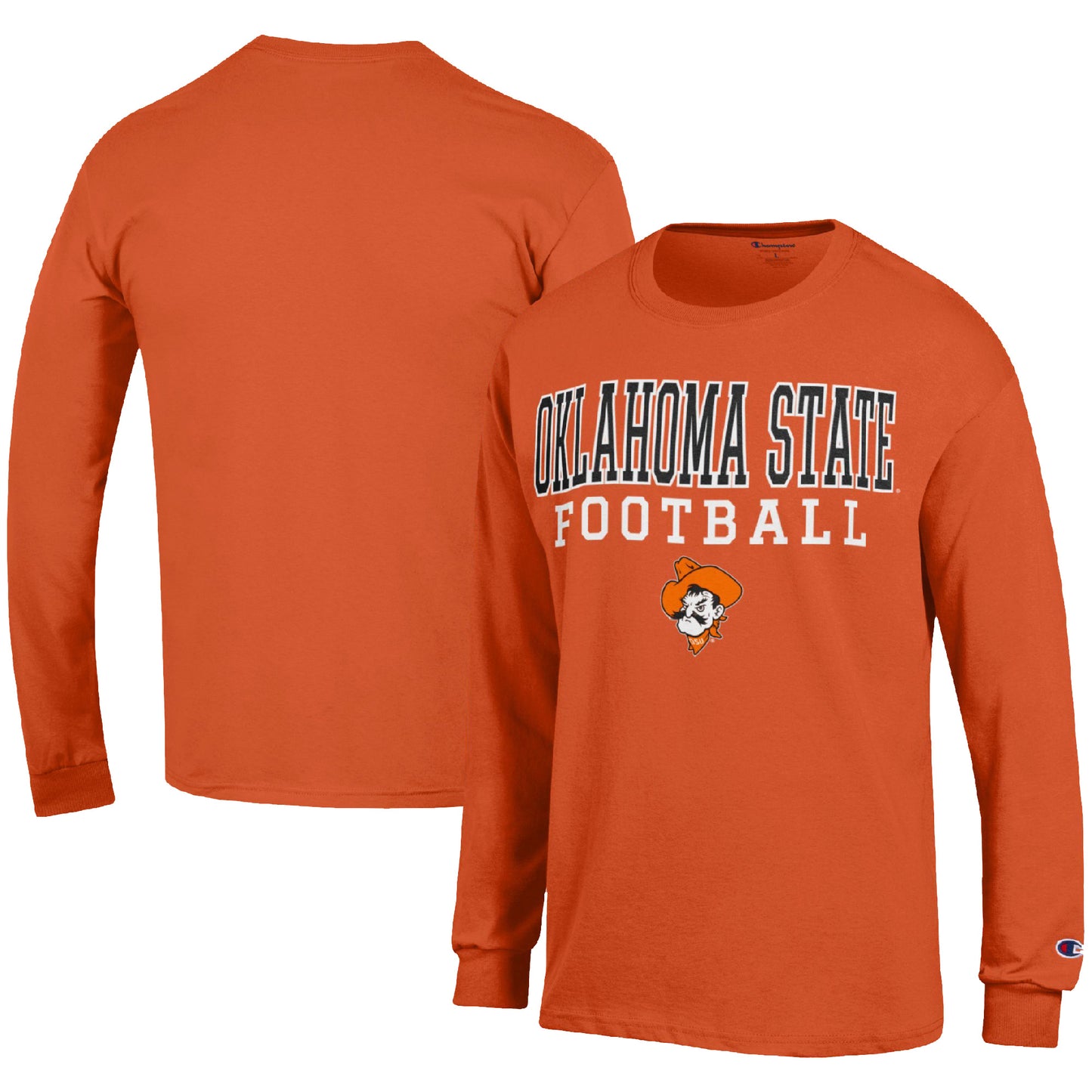 Men's Champion Orange Oklahoma State Cowboys Football Stack Long Sleeve T-Shirt