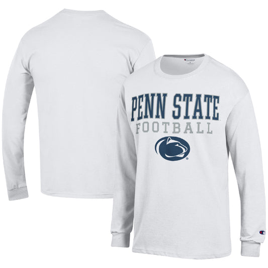 Men's Champion White Penn State Nittany Lions Football Stack Long Sleeve T-Shirt