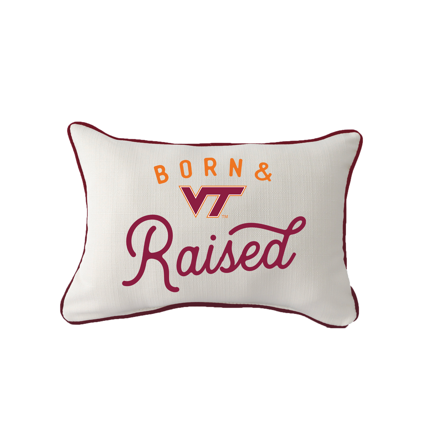 Little Birdie Virginia Tech Hokies Born & Raised Piped Pillow