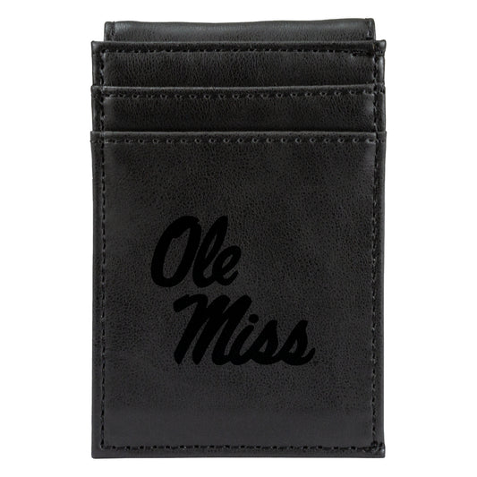 Black Ole Miss Rebels Front Pocket Wallet