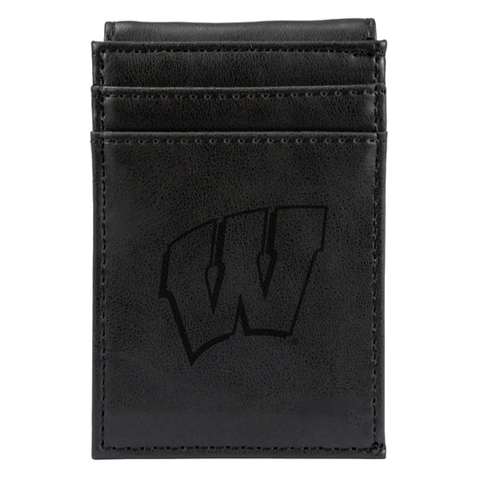 Black Wisconsin Badgers Front Pocket Wallet