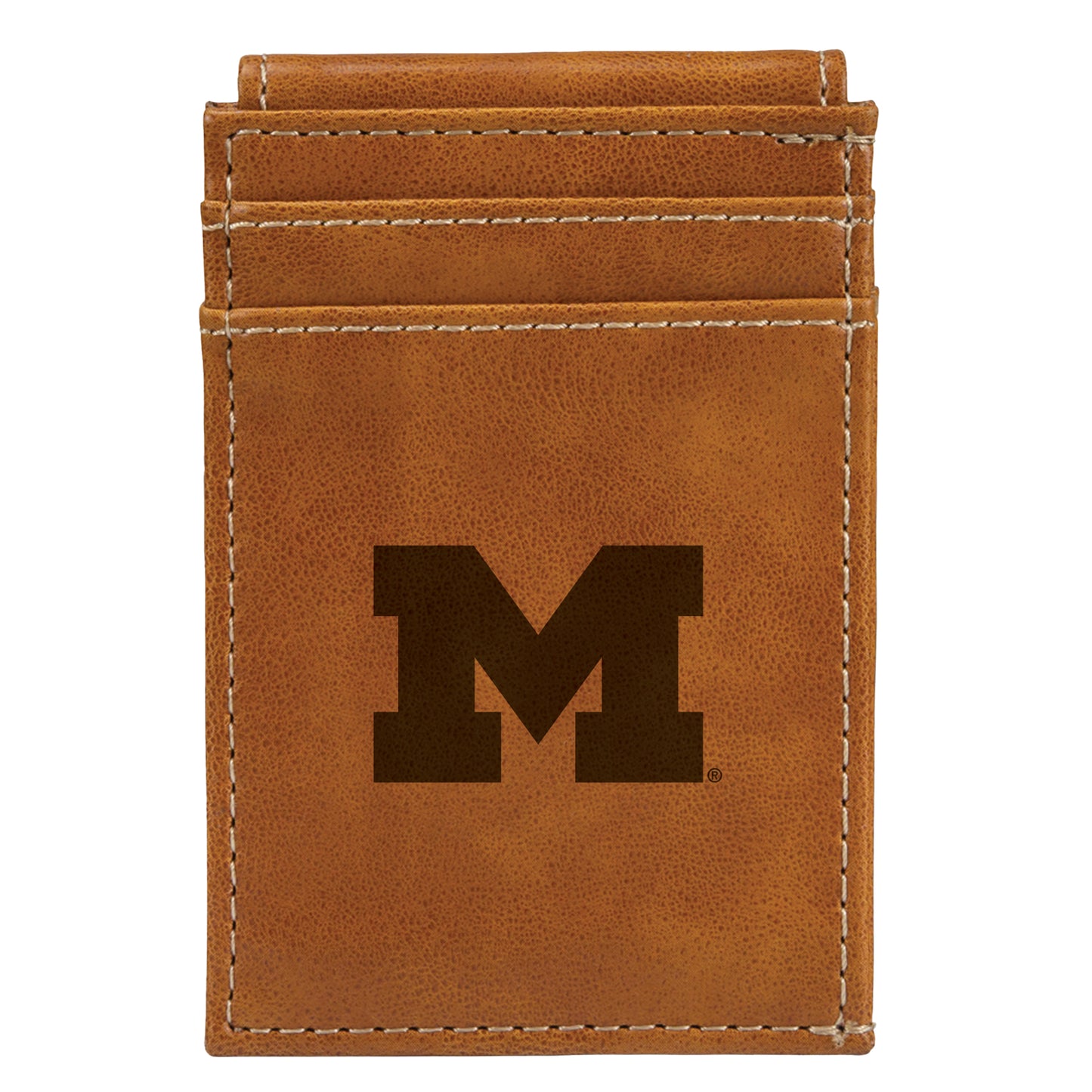 Brown Michigan Wolverines Front Pocket Wallet