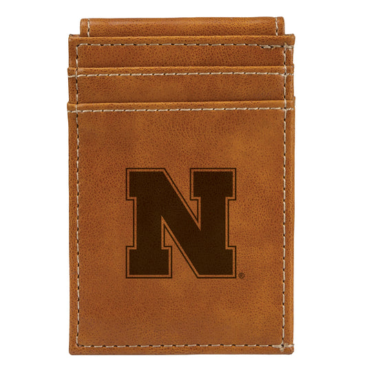 Brown Nebraska Huskers Front Pocket Wallet