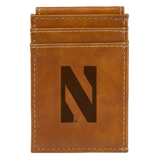 Brown Northwestern Wildcats Front Pocket Wallet