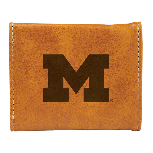 Brown Michigan Wolverines Trifold Wallet