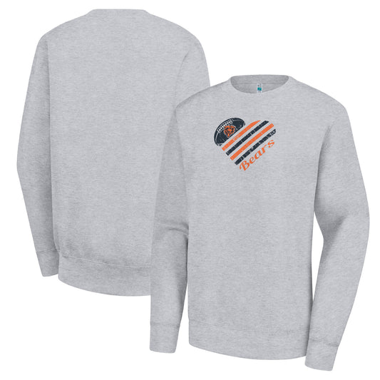 Women's G-III 4Her by Carl Banks  Heather Gray Chicago Bears Heart Graphic Fleece Pullover Sweatshirt