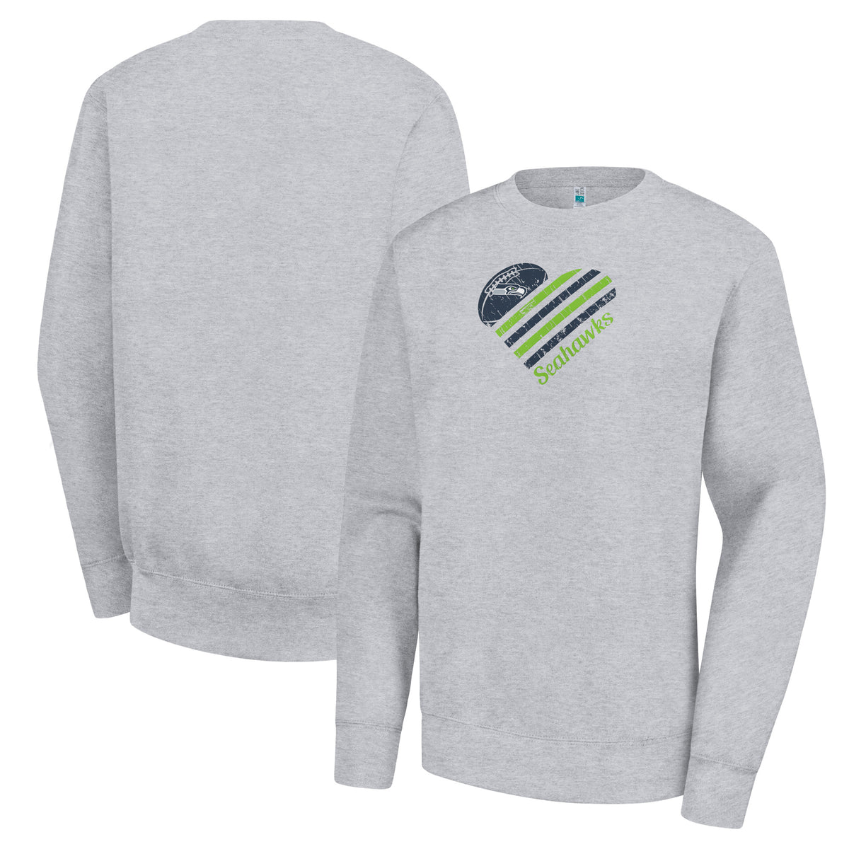 Women's G-III 4Her by Carl Banks  Heather Gray Seattle Seahawks Heart Graphic Fleece Pullover Sweatshirt
