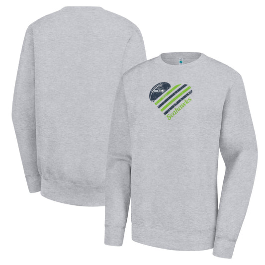 Women's G-III 4Her by Carl Banks  Heather Gray Seattle Seahawks Heart Graphic Fleece Pullover Sweatshirt