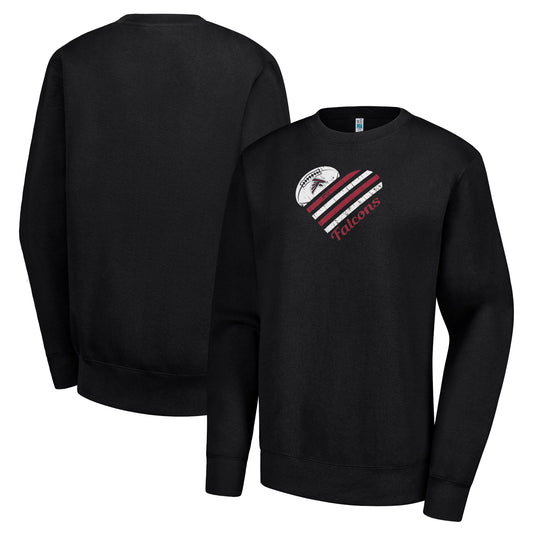 Women's G-III 4Her by Carl Banks  Black Atlanta Falcons Heart Graphic Fleece Pullover Sweatshirt