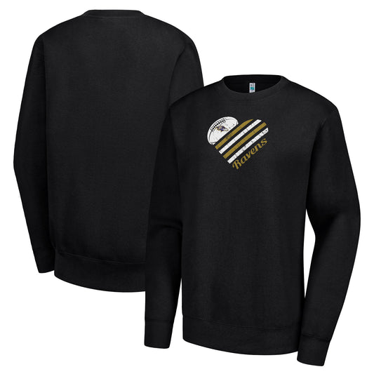 Women's G-III 4Her by Carl Banks  Black Baltimore Ravens Heart Graphic Fleece Pullover Sweatshirt