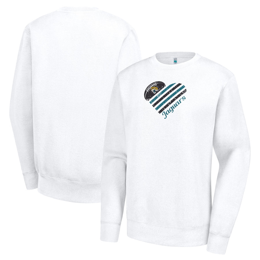 Women's G-III 4Her by Carl Banks  White Jacksonville Jaguars Heart Graphic Fleece Pullover Sweatshirt