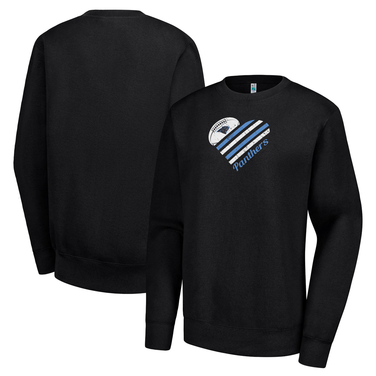 Women's G-III 4Her by Carl Banks  Black Carolina Panthers Heart Graphic Fleece Pullover Sweatshirt