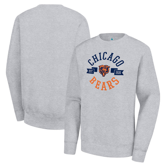 Women's G-III 4Her by Carl Banks  Heather Gray Chicago Bears Large Team Graphic Fleece Pullover Sweatshirt