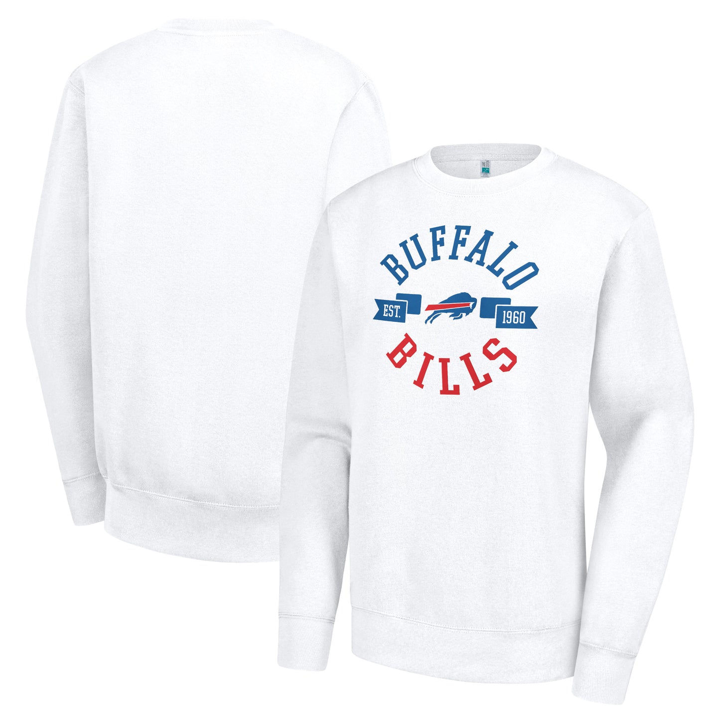 Women's G-III 4Her by Carl Banks  White Buffalo Bills Large Team Graphic Fleece Pullover Sweatshirt