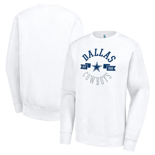 Women's G-III 4Her by Carl Banks  White Dallas Cowboys Large Team Graphic Fleece Pullover Sweatshirt