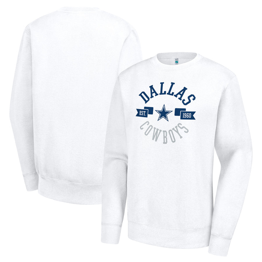 Women's G-III 4Her by Carl Banks  White Dallas Cowboys Large Team Graphic Fleece Pullover Sweatshirt