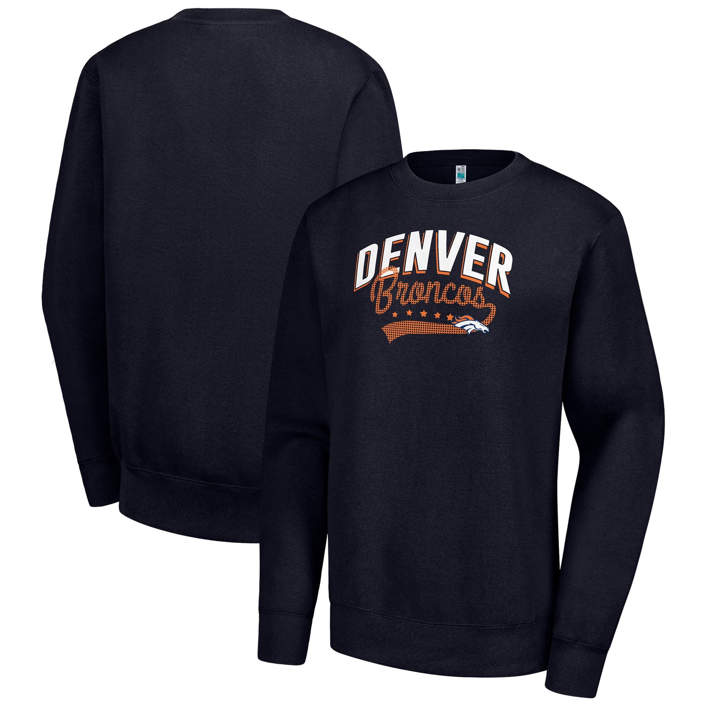 Women's G-III 4Her by Carl Banks  Navy Denver Broncos Filigree Logo Graphic Fleece Pullover Sweatshirt