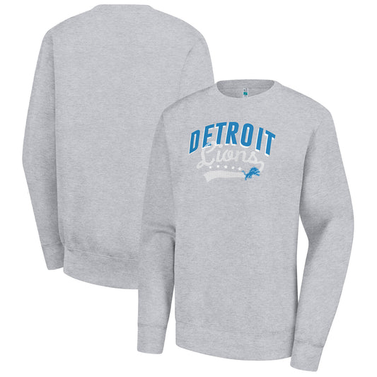 Women's G-III 4Her by Carl Banks  Heather Gray Detroit Lions Filigree Logo Graphic Fleece Pullover Sweatshirt