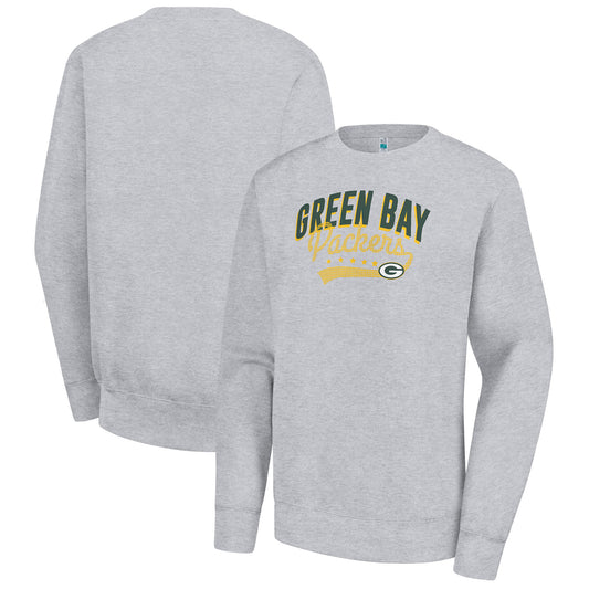 Women's G-III 4Her by Carl Banks  Heather Gray Green Bay Packers Filigree Logo Graphic Fleece Pullover Sweatshirt