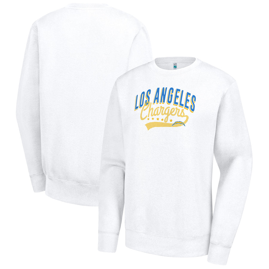 Women's G-III 4Her by Carl Banks  White Los Angeles Chargers Filigree Logo Graphic Fleece Pullover Sweatshirt
