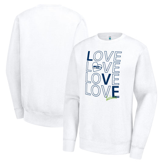 Women's G-III 4Her by Carl Banks  White Seattle Seahawks Lots of Love Graphic Fleece Pullover Sweatshirt