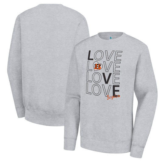 Women's G-III 4Her by Carl Banks  Heather Gray Cincinnati Bengals Lots of Love Graphic Fleece Pullover Sweatshirt