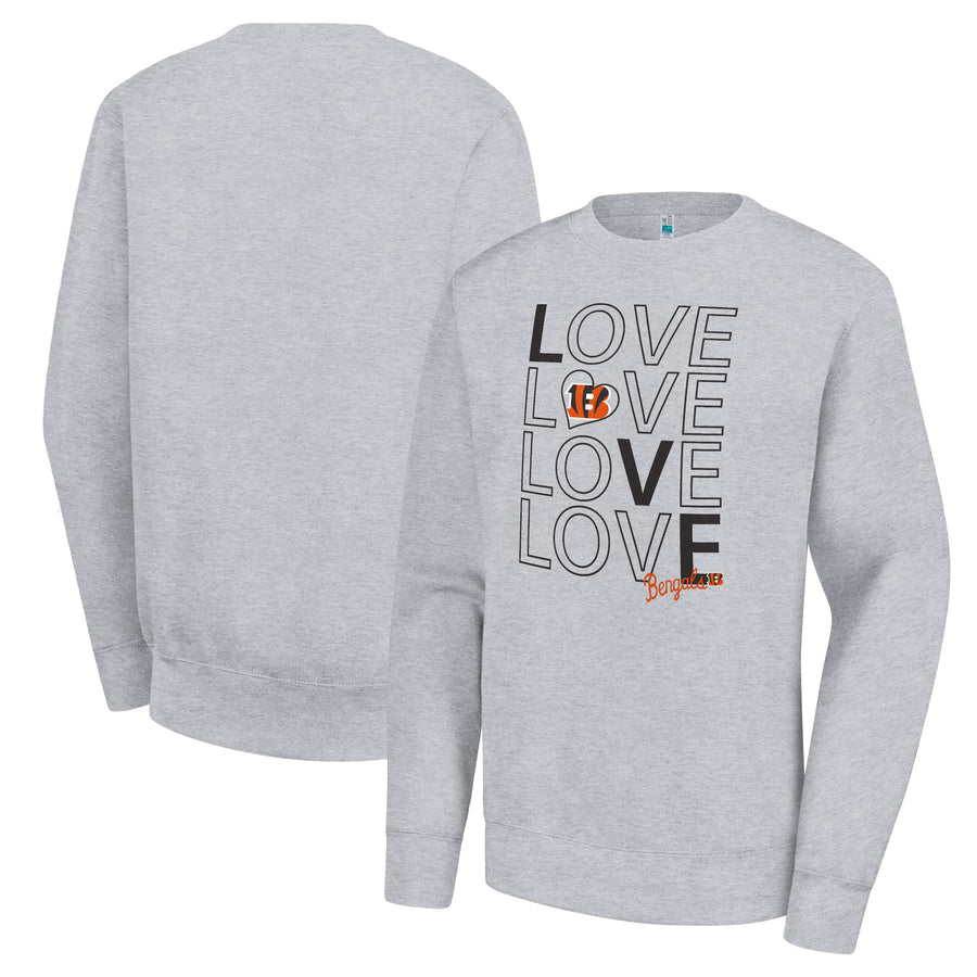 Women's G-III 4Her by Carl Banks  Heather Gray Cincinnati Bengals Lots of Love Graphic Fleece Pullover Sweatshirt