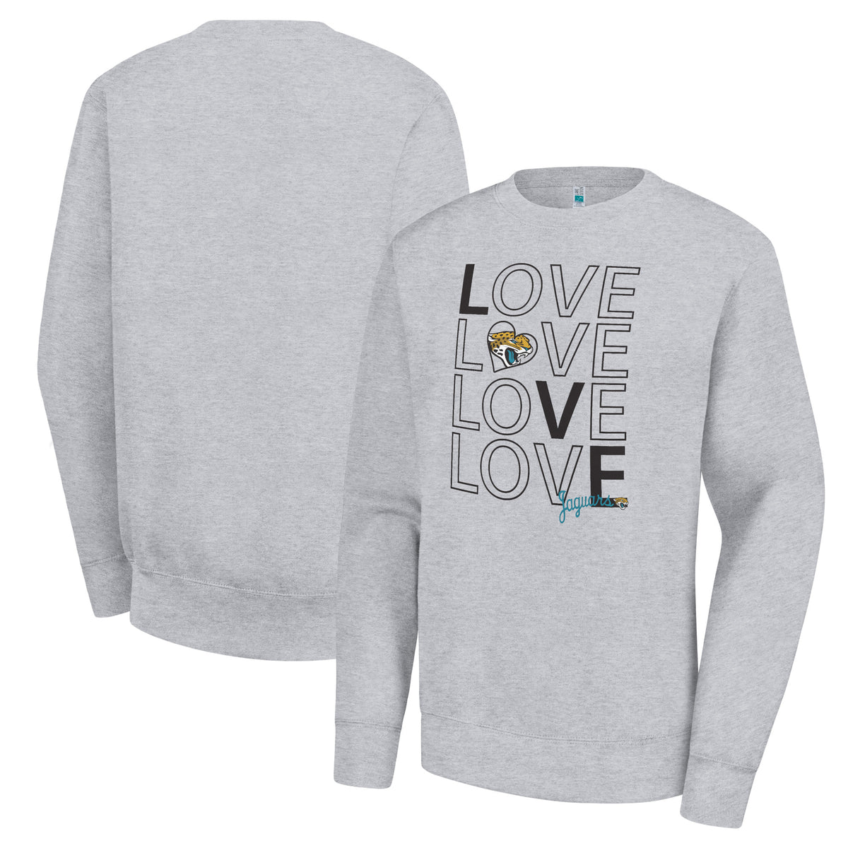 Women's G-III 4Her by Carl Banks  Heather Gray Jacksonville Jaguars Lots of Love Graphic Fleece Pullover Sweatshirt