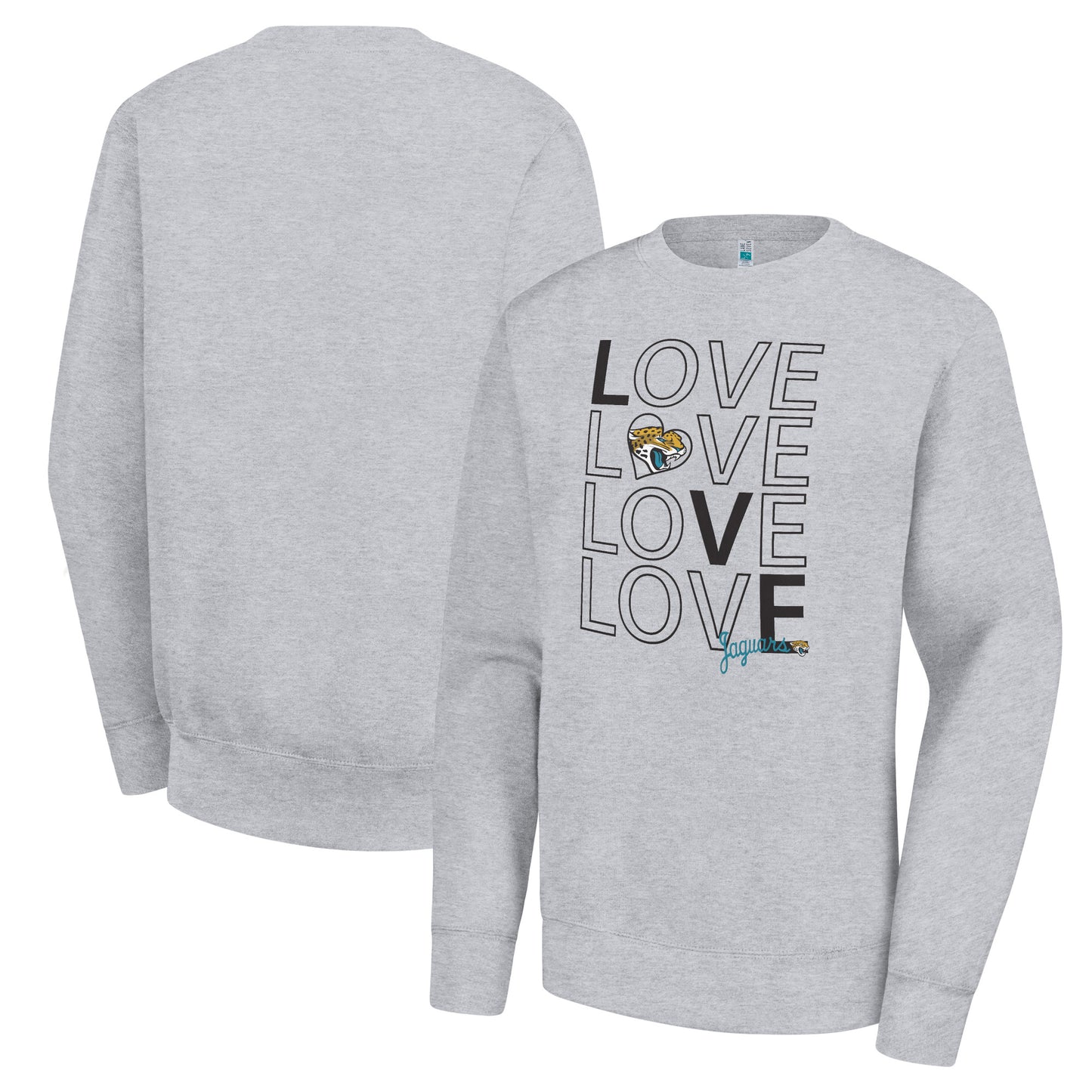 Women's G-III 4Her by Carl Banks  Heather Gray Jacksonville Jaguars Lots of Love Graphic Fleece Pullover Sweatshirt