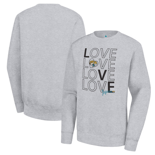 Women's G-III 4Her by Carl Banks  Heather Gray Jacksonville Jaguars Lots of Love Graphic Fleece Pullover Sweatshirt