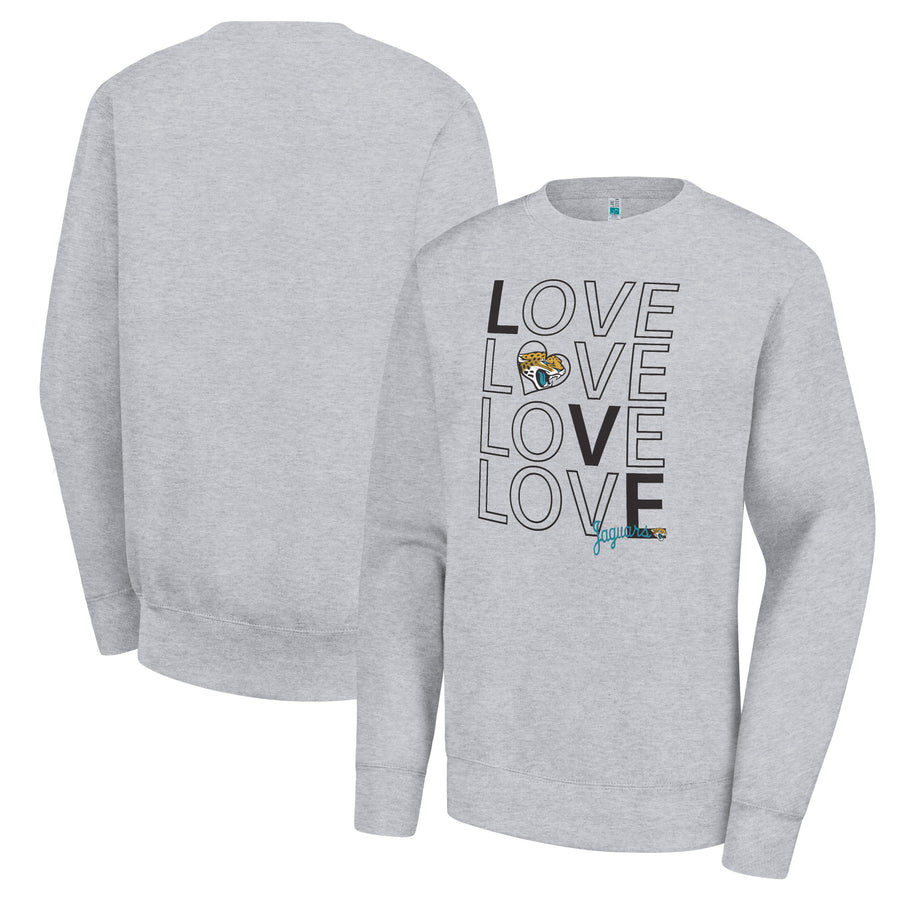 Women's G-III 4Her by Carl Banks  Heather Gray Jacksonville Jaguars Lots of Love Graphic Fleece Pullover Sweatshirt