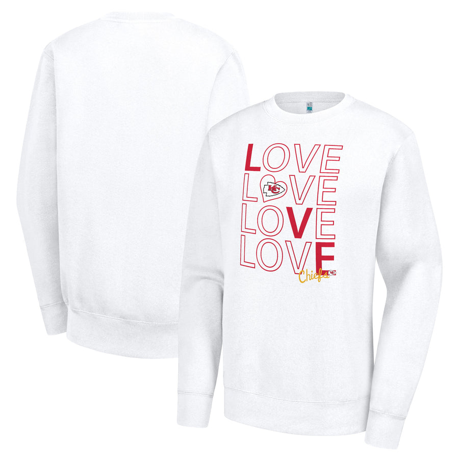 Women's G-III 4Her by Carl Banks  White Kansas City Chiefs Lots of Love Graphic Fleece Pullover Sweatshirt