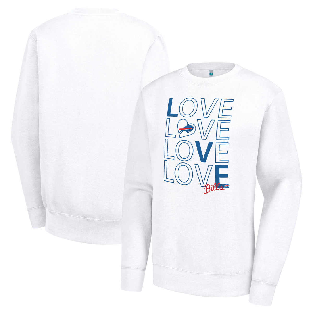 Women's G-III 4Her by Carl Banks  White Buffalo Bills Lots of Love Graphic Fleece Pullover Sweatshirt