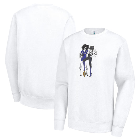 Women's G-III 4Her by Carl Banks  White Baltimore Ravens Football Girls Graphic Fleece Pullover Sweatshirt