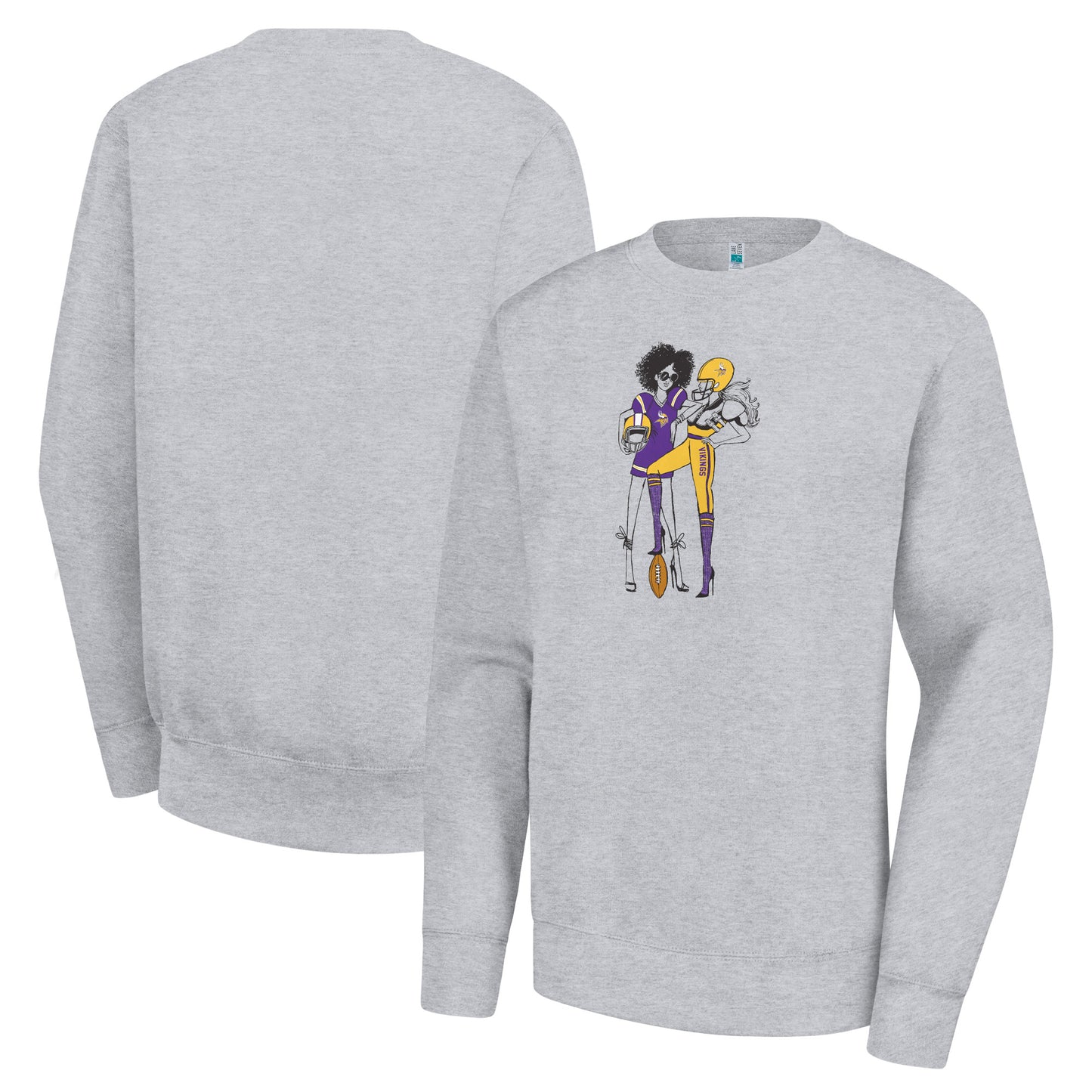 Women's G-III 4Her by Carl Banks  Heather Gray Minnesota Vikings Football Girls Graphic Fleece Pullover Sweatshirt