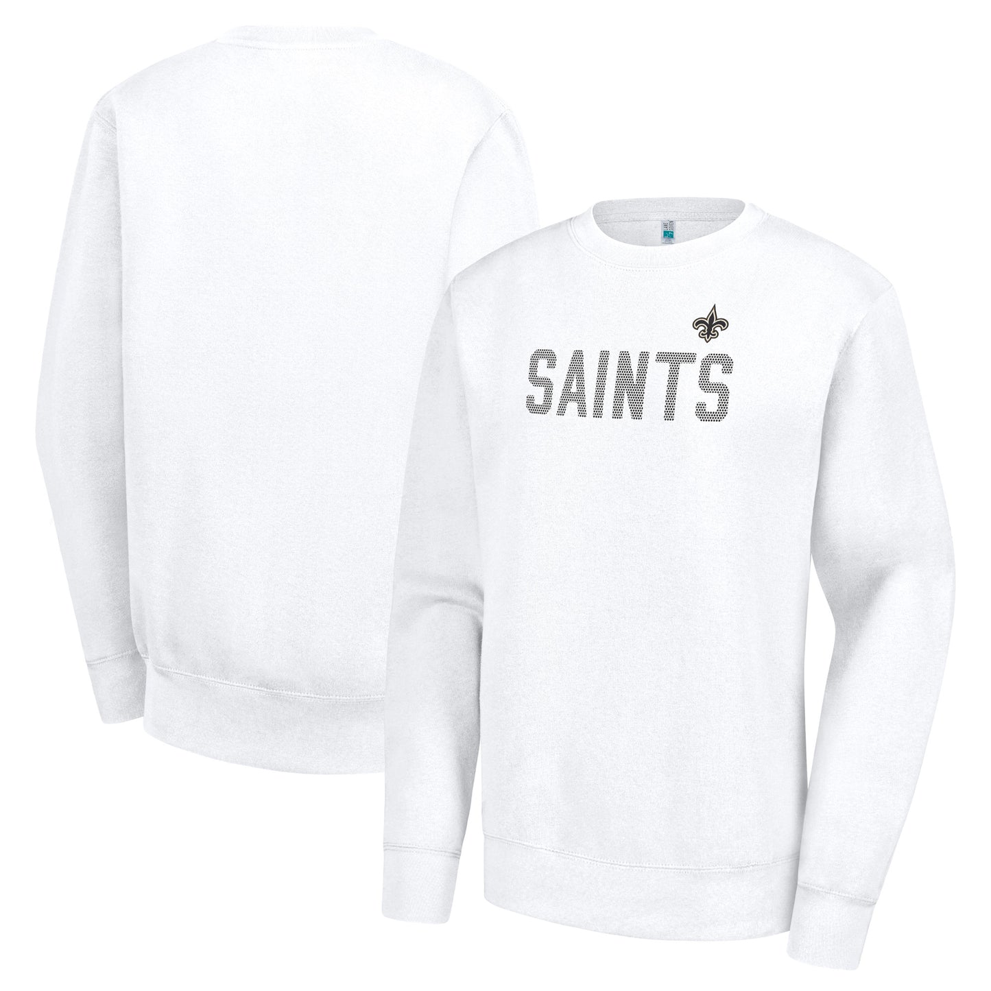 Women's G-III 4Her by Carl Banks  White New Orleans Saints Dot Print Team Graphic Fleece Pullover Sweatshirt