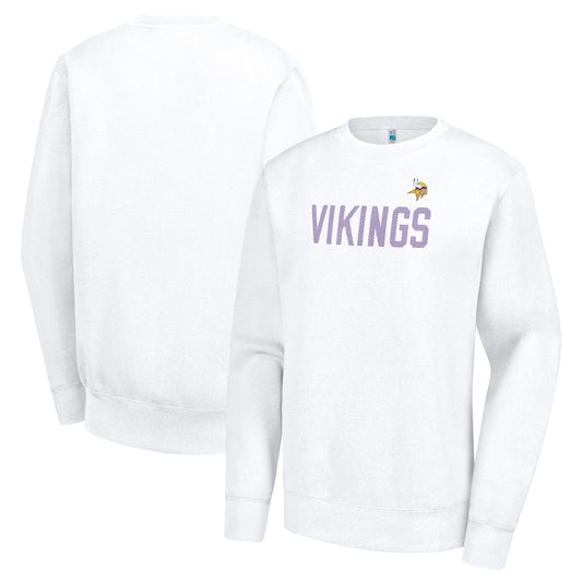 Women's G-III 4Her by Carl Banks  White Minnesota Vikings Dot Print Team Graphic Fleece Pullover Sweatshirt