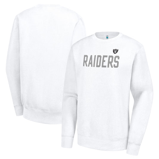 Women's G-III 4Her by Carl Banks  White Las Vegas Raiders Dot Print Team Graphic Fleece Pullover Sweatshirt