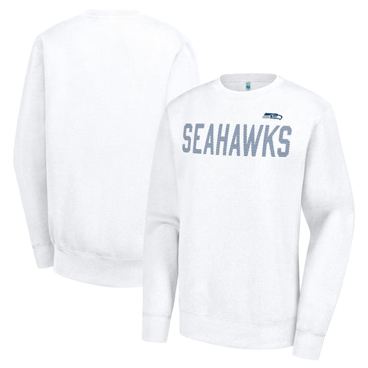 Women's G-III 4Her by Carl Banks  White Seattle Seahawks Dot Print Team Graphic Fleece Pullover Sweatshirt