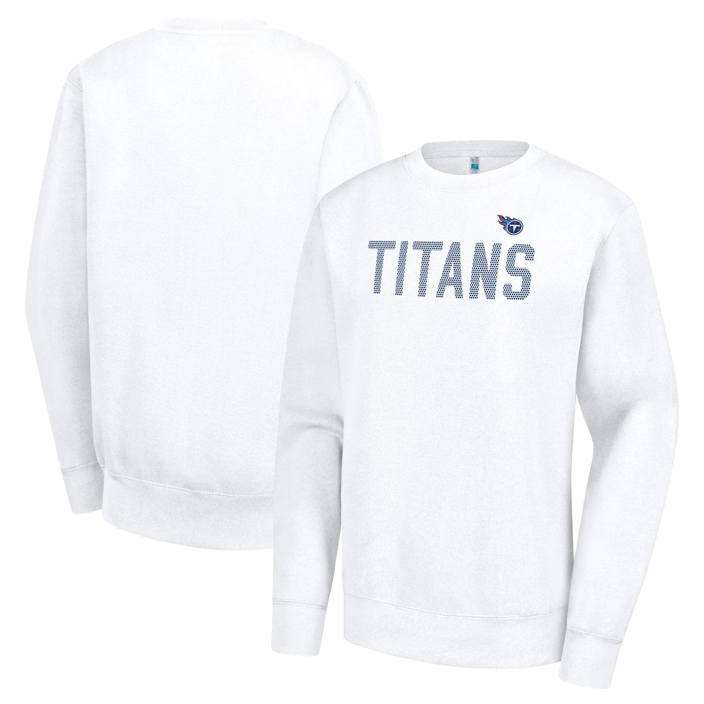 Women's G-III 4Her by Carl Banks  White Tennessee Titans Dot Print Team Graphic Fleece Pullover Sweatshirt