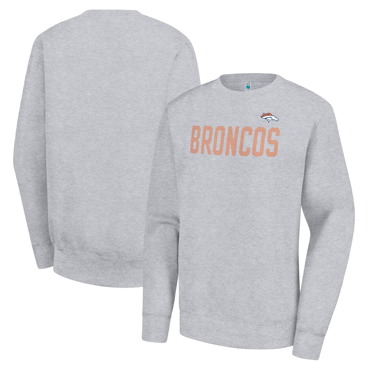 Women's G-III 4Her by Carl Banks  Heather Gray Denver Broncos Dot Print Team Graphic Fleece Pullover Sweatshirt