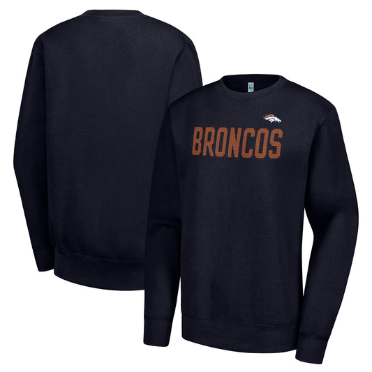 Women's G-III 4Her by Carl Banks  Navy Denver Broncos Dot Print Team Graphic Fleece Pullover Sweatshirt