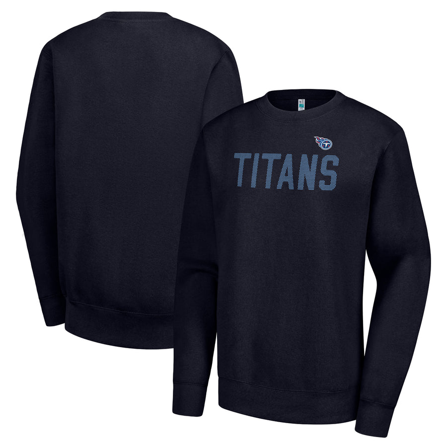 Women's G-III 4Her by Carl Banks  Navy Tennessee Titans Dot Print Team Graphic Fleece Pullover Sweatshirt