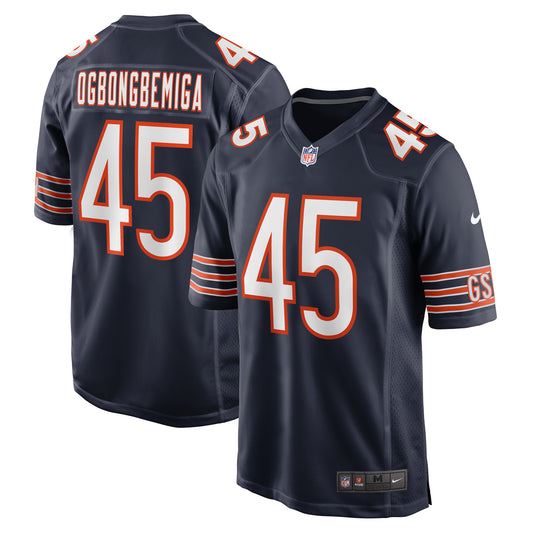 Men's Nike Amen Ogbongbemiga  Navy Chicago Bears  Game Jersey